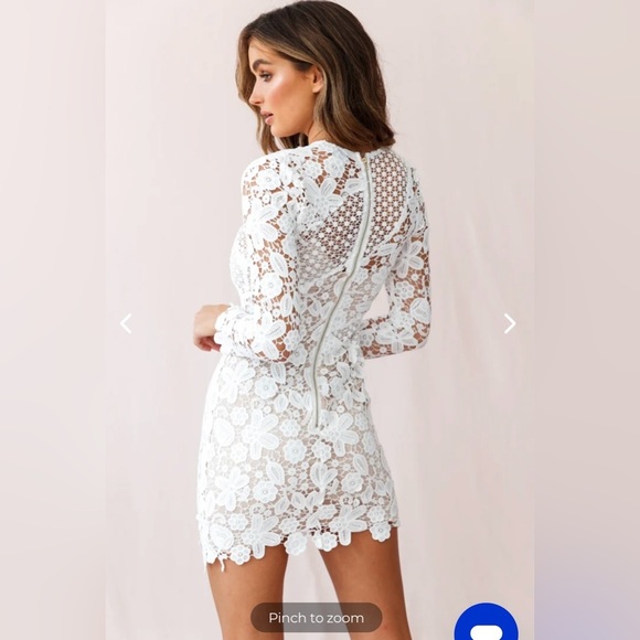 NEW Selfie Leslie Reinhart Floral Asymmetrical Mesh Dress - Picture 2 of 7